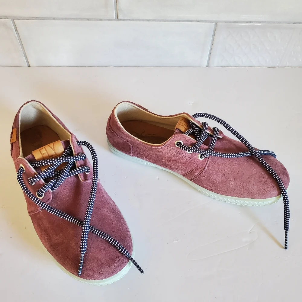 Fly London 37 Plum Suede Lace Up Fashion Sneakers Old Money Academia Eclectic
